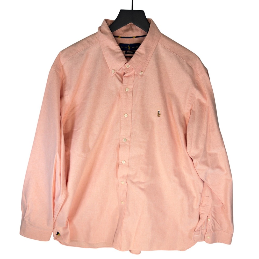 Ralph Lauren Classic Fit Oxford Shirt Mens XXL Peach Orange Pony Logo LS